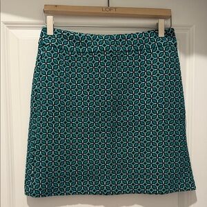 LOFT Blue Geometric A-Line Skirt